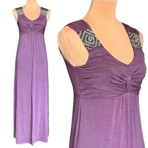 NWOT AVALEIGH Boho Beaded Maxi Dress Sz.M Purple Babydoll Y2K Coastal Feminine